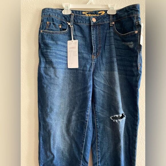 Seven7 Marilyn Boyfriend jeans relaxed high rise distressed size 12 Casual - Picture 2 of 7
